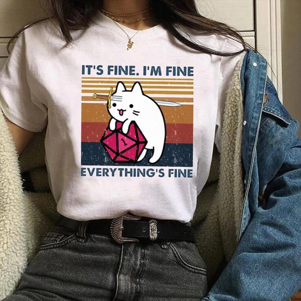 

women clothes lady graphic cat striped cartoon trend 90s casual summer fall halloween tees female t shirt womens t shirt, White