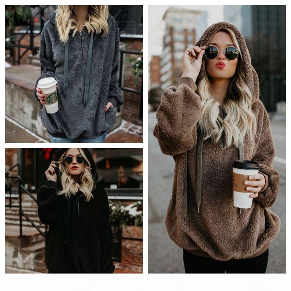 

hooded sweatshirts for women hoodie long sleeve hooded solid color womens sweater velvet jacket autumn winter warm overcoats, Black