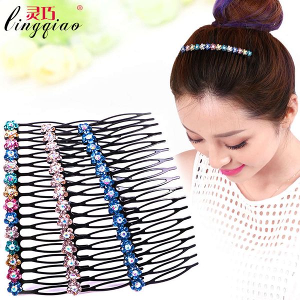 

metal diamond hair comb female bangs korean side collet accessories, Silver