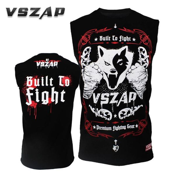 

vszap built 2 fight sleeveless vest t-shirt fight fitness boxing mixed training breathable sports man, Gray;blue
