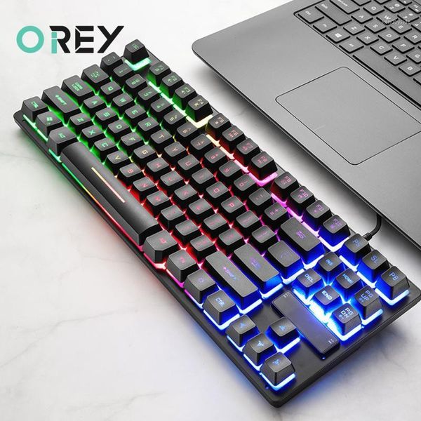 

wired gaming keyboard mechanical feeling backlit keyboards usb 87 keycaps keyboard waterproof pc gamer computer game keyboards1