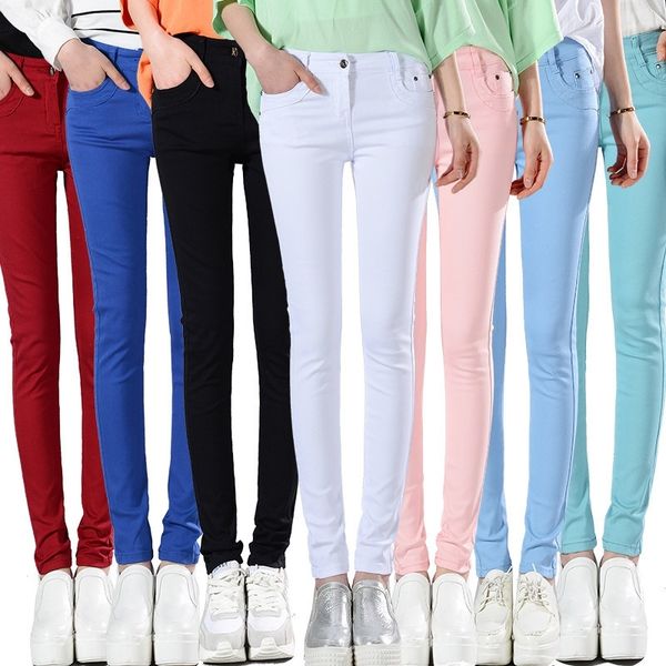 

fsdkfaa korean style plus size summer pants women skinny candy colors pencil pants casual slim trousers stretch black leggings 201111, Black;white