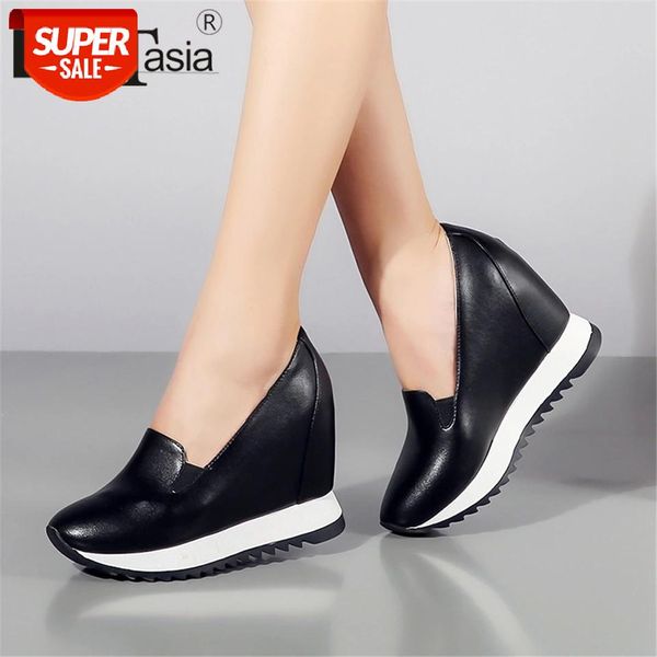 

doratasia new female genuine leather flats 2020 autumn daily flats women round toe high heels height increasing shoes woman #nr2p