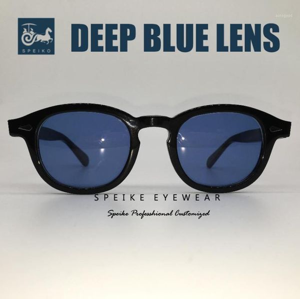 

sunglasses speike customized vintage blue lenses johnny depp lemtosh style retro porlarized glasses can be myopia sunglasses1, White;black
