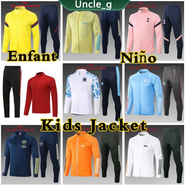 

new design kids jacket kit 2020 2021 enfant soccer child long zipper football velour sleeve tech fleece boy girls thai 20-21, Black