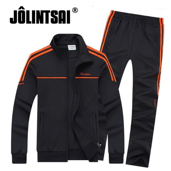 

2017 new sporting suit men autumn long sleeve fashion sportswear casual hoodies+pant 2 piece set letter striped tracksuit 4xl1, Gray