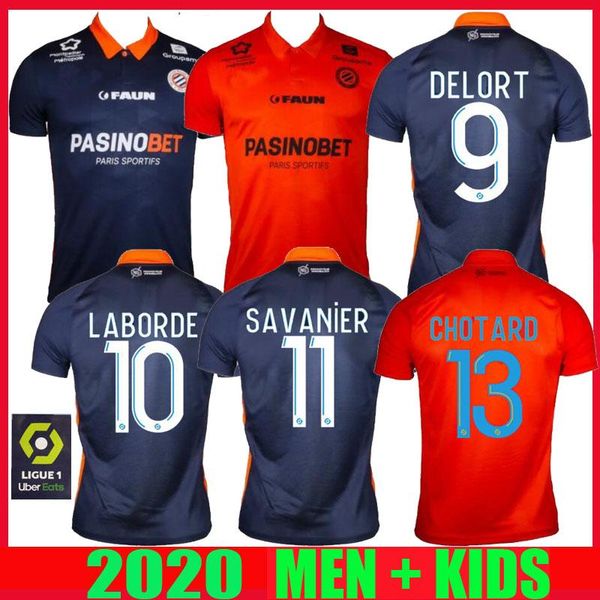 

new 20 21 montpellier soccer jerseys herault home away skhiri 2020 2021 maillot de foot #11 savanier lecomte laborde delort football shirts, Black