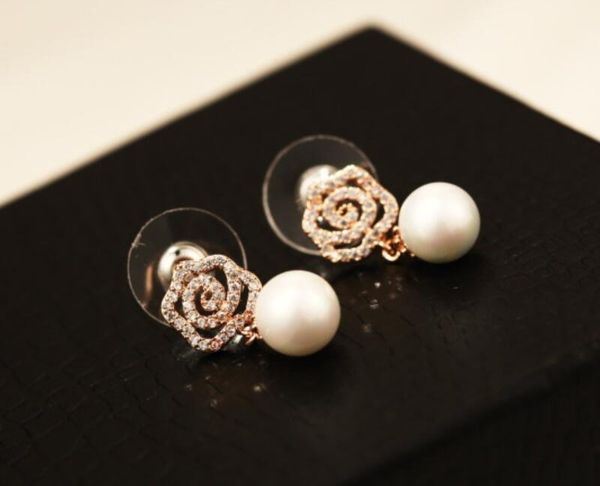 

роза 925 silver pin pearl серьги стержня престижное 18k позолоченный циркон серьги темперамент жа нежный гипоаллергенный earrings11