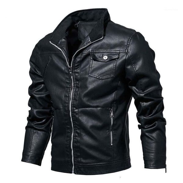 

2020 new mens leather zipper jackets classic motorcycle bike cowboy jacket male plus size coats brand clothing l3641, Black
