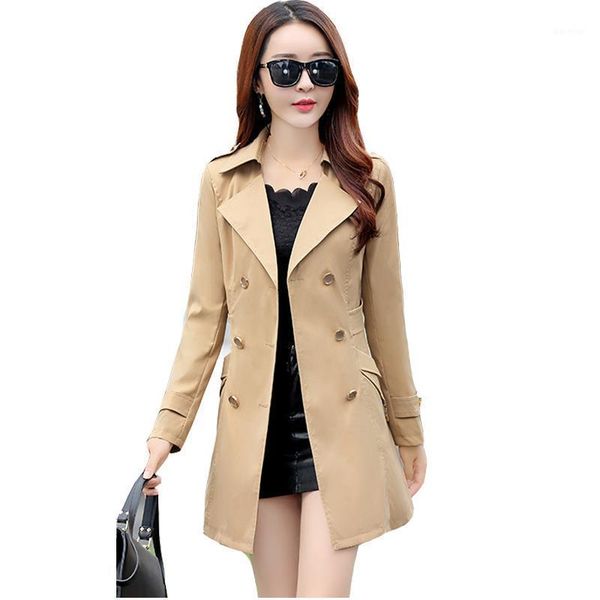 

casual trench coat spring autumn fashion windbreaker coats women elegant overcoat double breasted slim long trench coat new1, Tan;black