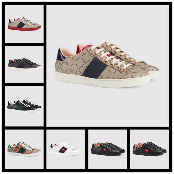 

2021 new bee shoes snake white tiger embroidery ace shoes luxury leather sneakers men and women casual shoes, Black