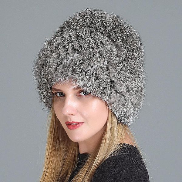 

beanie/skull caps 2021 women's genuine fur hat winter rex beanies warm knitted real cap wholesale retail, Blue;gray