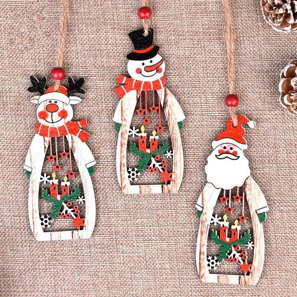 

decoration wooden christmas tree hanging pendant xmas party santa claus snowman elk home wall orname