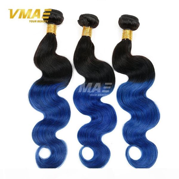 

two tone 1b blue ombre virgin human brazilian hair body wave 3pcs black and blue ombre weave ombre human hair extensions braiding hair