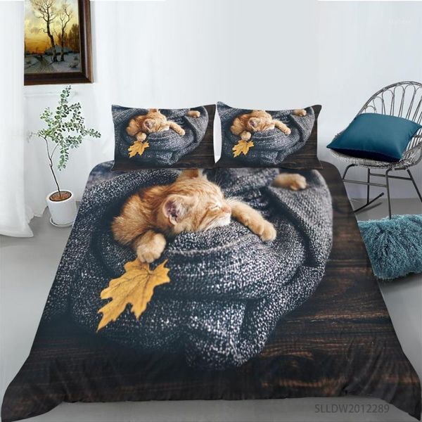 

3d printed cute cat pattern bedding set cat soft microfiber duvet cover with pillowcase home decor1