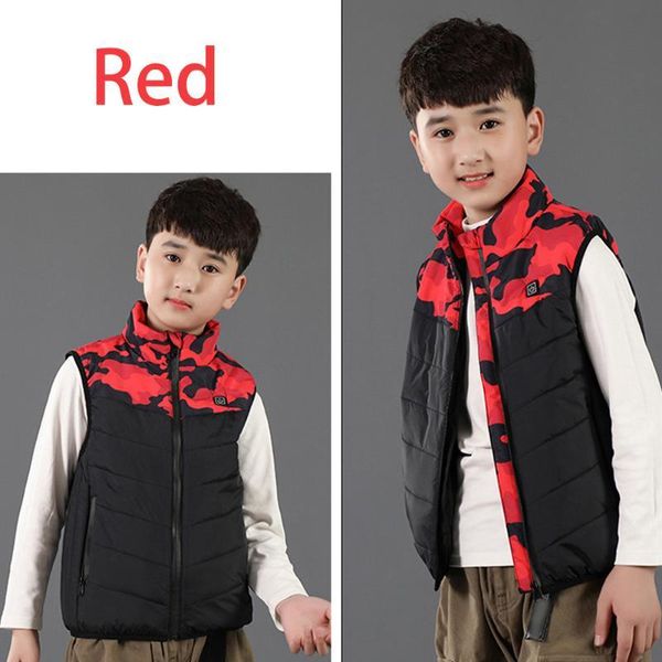 

boy girl outdoor hiking 3 modes waistcoat soft usb powered thermal electric washable daily winter warm kids heated vest, Gray;blue