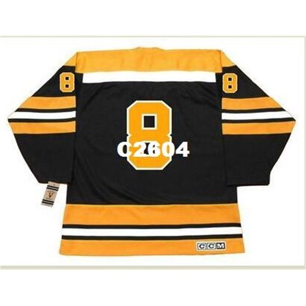 

mens #8 ken hodge boston bruins 1970 ccm vintage retro away hockey jersey or custom any name or number retro jersey, Black