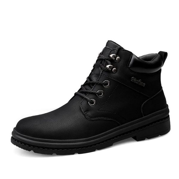 

boots 2021 men for male shoes motocycle warm ankle winter plus size 38-47, Black