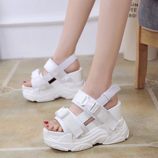 

2021 new summer women sandals buckle design black platform sandals comfortable women thick sole beach shoes