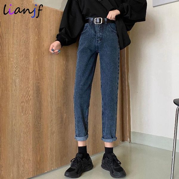

spring autumn matching belt high waist streetwear women fashion loose harem pants streetwear womens casual plus size woman pants, Blue