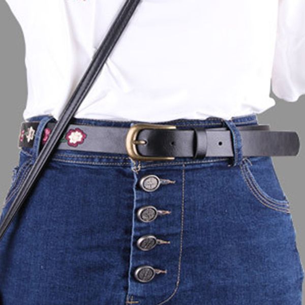 

new embroidered flower decoration ladies belt retro belt fashion women's classical chinese style skirt, Black;brown