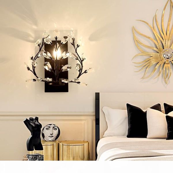 

e14 wall sconce crystal wall light simple and creative bedroom bedside lamp crystal lights gold sliver for home ligting