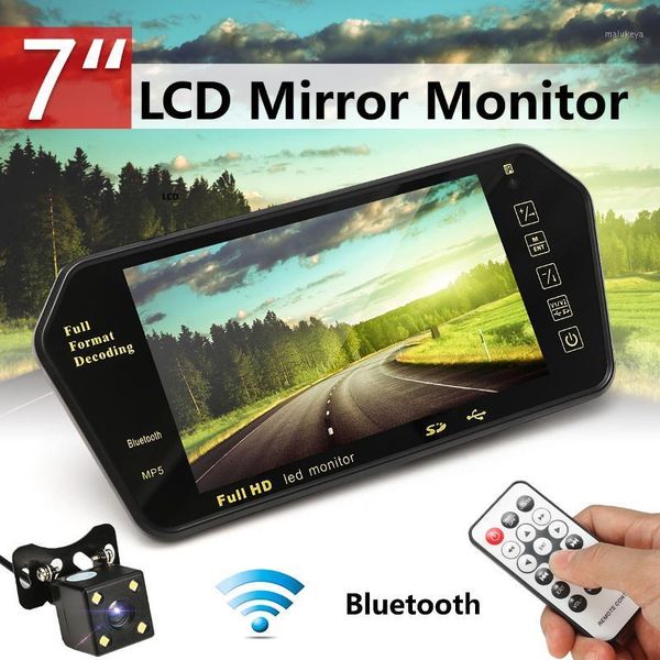 

car video 7 inch rear view led display bluetooth with low light night vision rearview mirror monitor reversing camera1