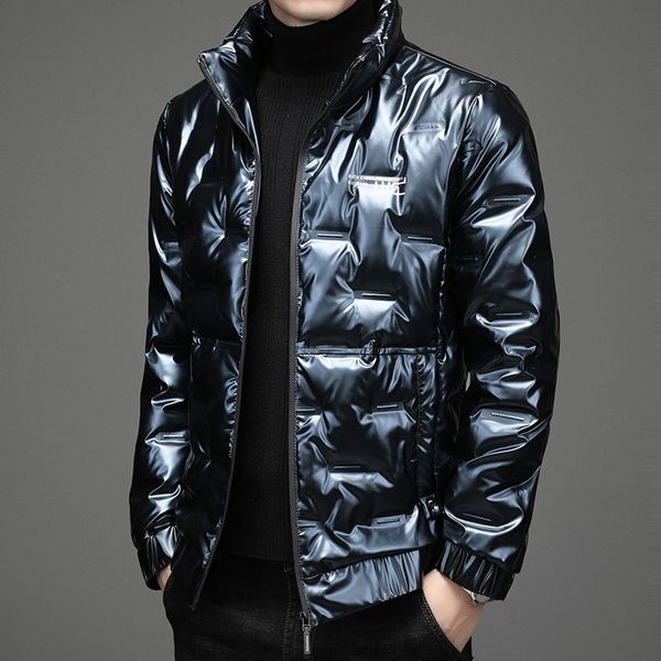 

young men's white 2020 winter new fashion collar down jacket, Black
