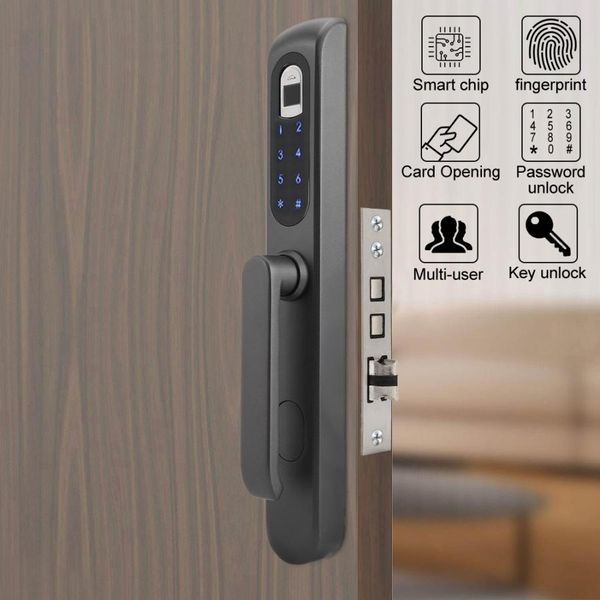 

aluminium alloy door handle lock intelligent door lock fingerprint password ic card reader door locks fingerprint access control system