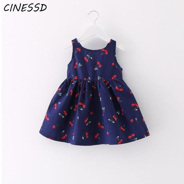 

girl's dresses girl summer dress 2021 cherry printed for kids costume baby casual sleeveless bohemian style sweet beach 0-7y1, Red;yellow