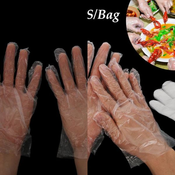 

polythene clear disposable gloves 100pcs/set avoid direct plastic touch catering hairdressers butchers vegetaboutletq17j
