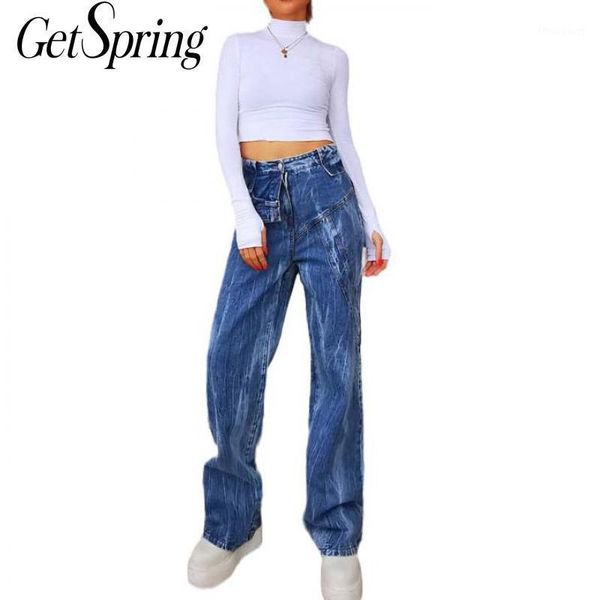 

getspring women jeans vintage high waisted jeans women blue casual fashion denim pants woman 2020 new fashion trousers1