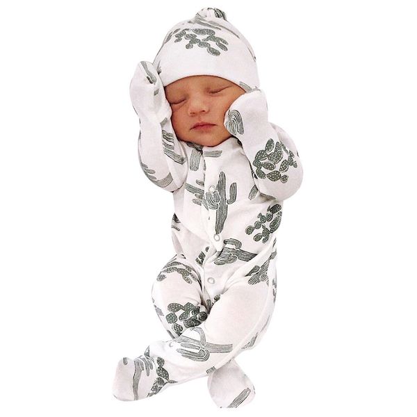 

baby romper girl cactus print hat jumpsuit winter costume new born baby clothes onesie toddler kids winter clothes 2019 19sep c1018, Blue