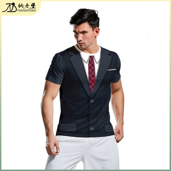 

popular new 3d digital printing fashion comfortable men's sports short sve shirt, Black
