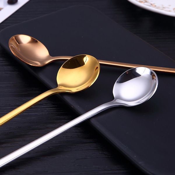 

aihogard 13cm round stainless steel coffee spoon with long handle dessert ice fruit spoon teaspoons kitchen accessories h bbyowm