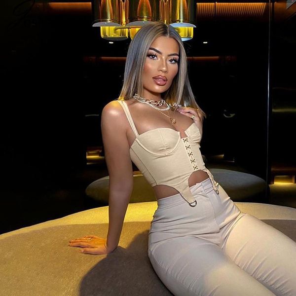 

women's tanks & camis joskaa women low cut solid crop camisole sleeveless backless tank party lady casual streetwear 2021, White