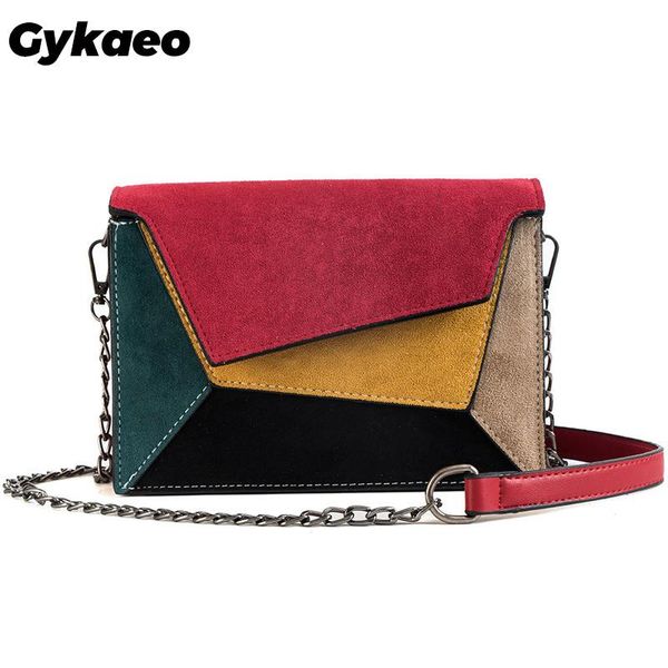 

gykaeo fashion quality leather patchwork messenger bag women female chain strap shoulder bag small criss-cross ladies' flap bags