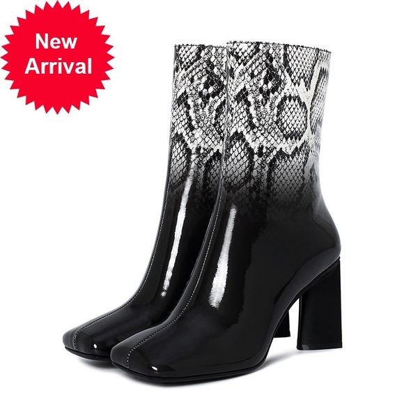 

2021 new women's ankle leather shoes woman black platforms working 42 boots qytt
