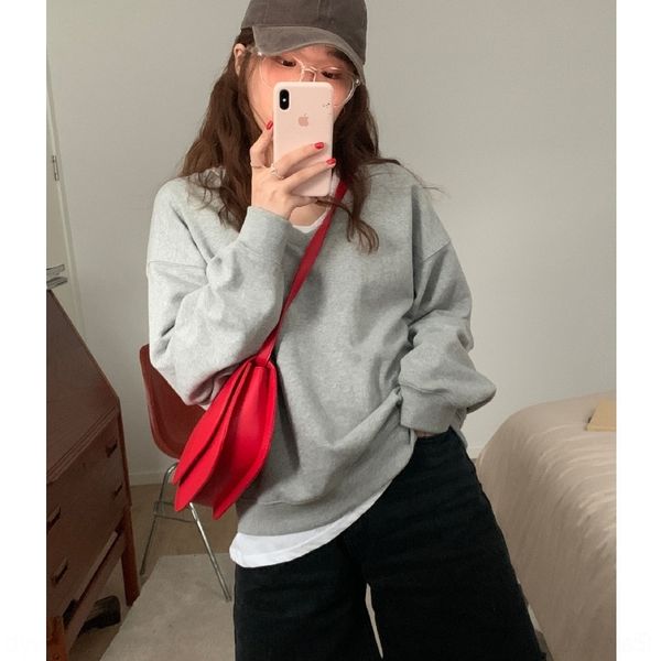 

t0wsb round lazy pulloversweater pullover v-neck pullover thin and thin sweater women's loose korean neck shows 2020 new autumn women&#, Black