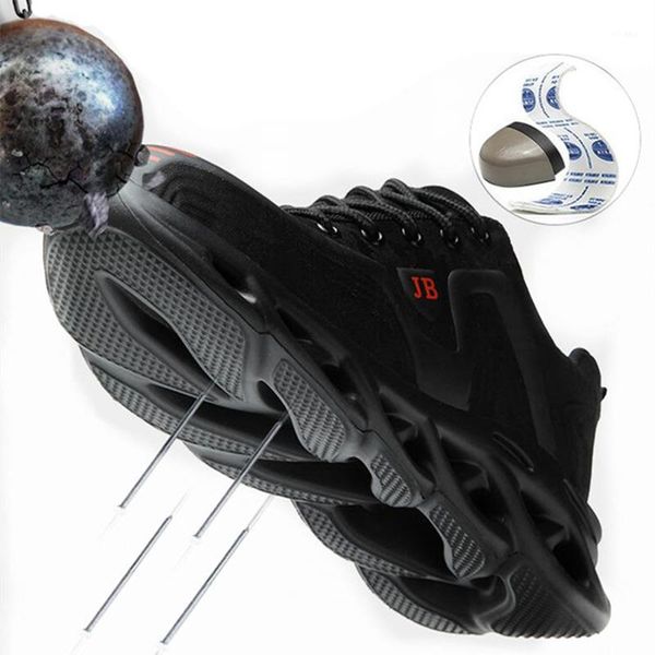 

boots steel toe safety shoes for men fashion breathable sneakers anti-smashing working anti-puncture work size 36-481, Black