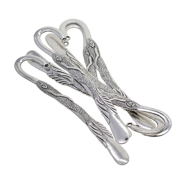 

6 pcs silver alloy bookmark label mermaid style antique hooks books marker