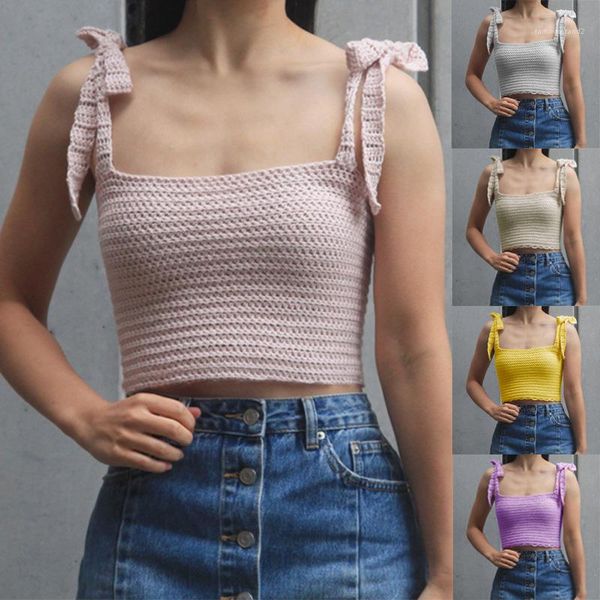 

crop slim fit short knit vest solid color casual vest women bandage sexy, White