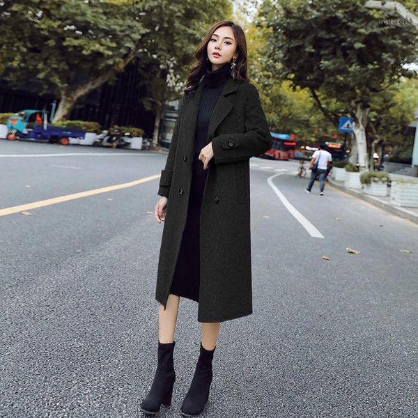

women woolen coat 2020 new arrivals long black blazer overcoat ladies coats1