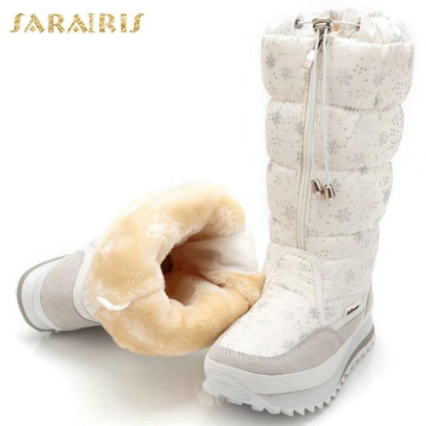 

sarairis 2021 brand new add fur platform comfy shoes ladies boots female skidproof warm snow plush wedges print boots woman, Black