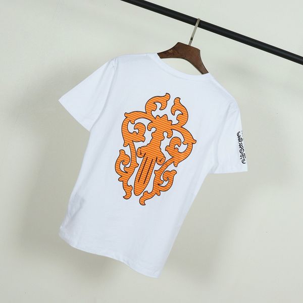 

new year's tide of 2019 horseshoe ch big sword printed cotton round neck short sleeve t-shirt for men and women with half sleeves, White