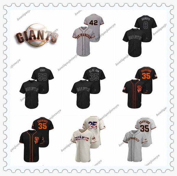 

custom men women kids san francisco giants 35 crawford 35 bc raw 8 granopa 59 eddy home black white oj brandon baseball jerseys