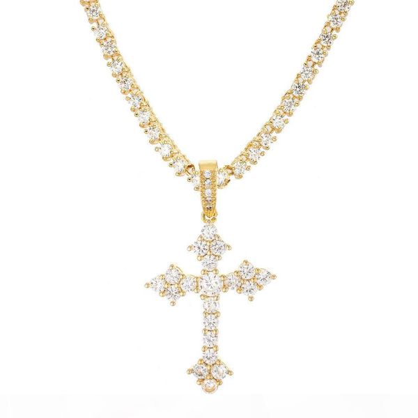 

ожерелье hip hop iced out cross золото серебро цвет покрыл micro асфальтовой циркон gold chain для женщин, Silver