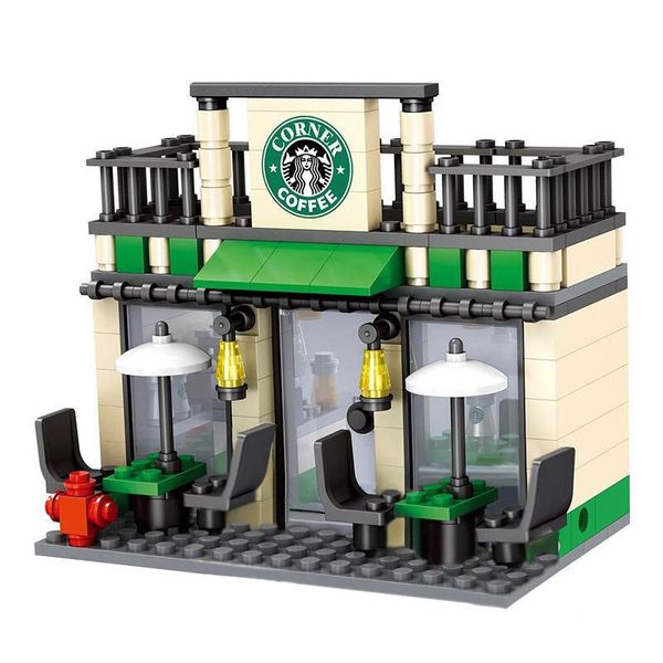 

compatible toy city mini street cafe food retail convenience store architecture building blocks sets toys for children qylqya mywjqq