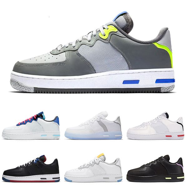 

new 1 react running shoes triple white chaussures wolf grey light bone usa womens mens trainers outdoor sports sneakers platform 36-45, White;red