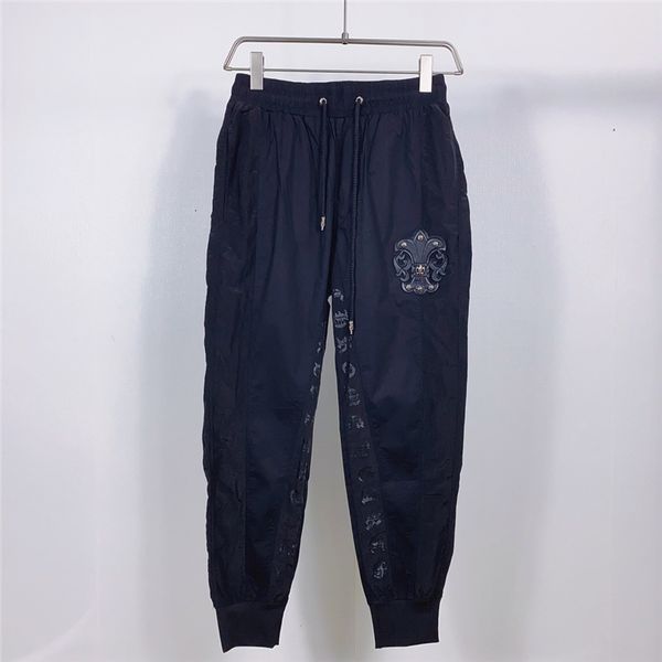 

wd high street мода бренд летний крокини ногтей кожа крест сансскрит досуг спортивные леггинсы для мужчин и женщин, Black